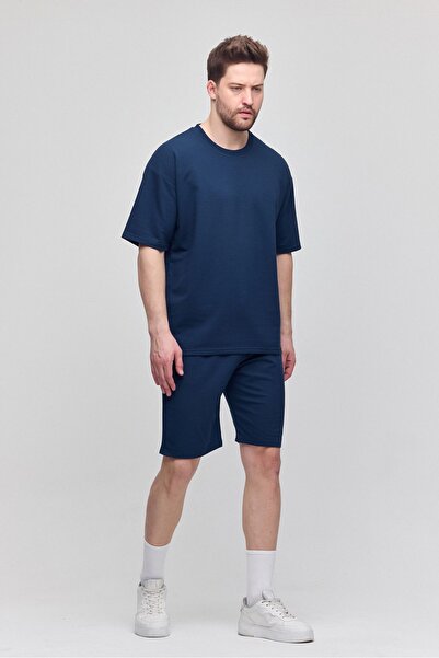 COMBİNE MİCHAİL Мъжки комплект от 2 части, свободна кройка, удобен, с десен, текст, нечервен, тъмносин