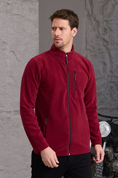 COMBİNE MİCHAİL Claret Red Zippered 3 Pocket Fleece - Claret Red
