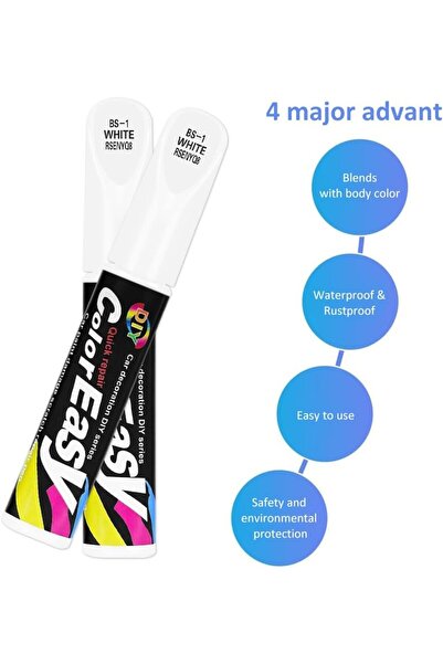 MagiSel Set 2 markere corectoare zgarieturi auto, 12 ml, culoare alba, lucios, + laveta de curatare albastra