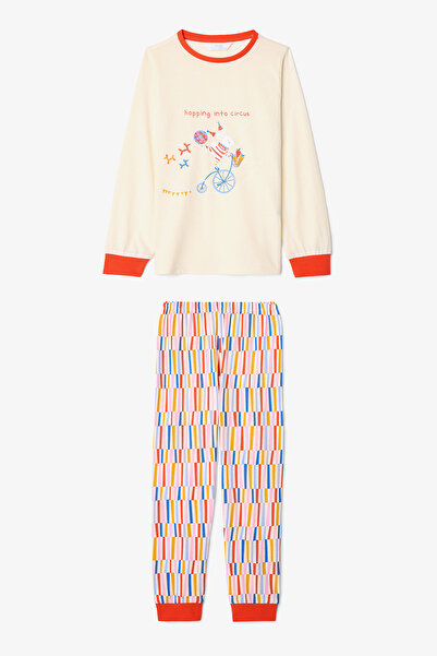 Penti Kız Çocuk Hopping Sürdürülebilir Pamuklu Tavşan Desenli Uzun Kollu 2'li Pijama Takımı