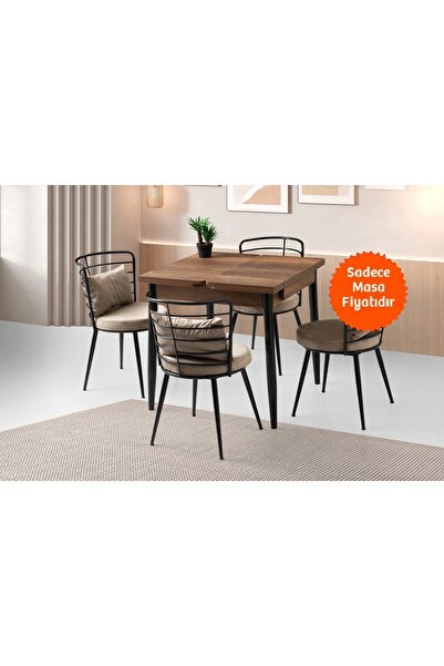 Evistro Yanlardan Açılır Büyüyen Yemek Masası Ceviz 75x80cm SADECE MASA FİYATIDIR