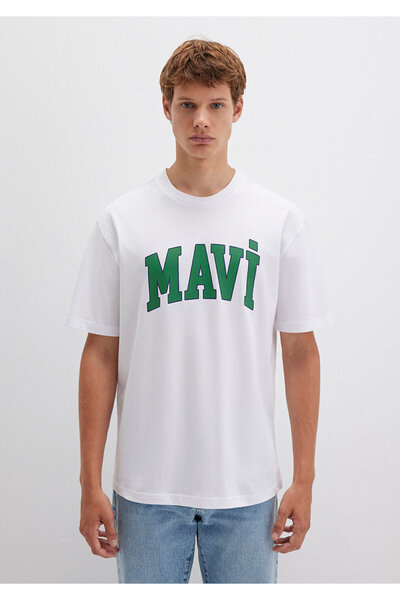 Mavi Λευκό T-shirt με λογότυπο Loose Fit / Loose Relaxed Fit0611711-620