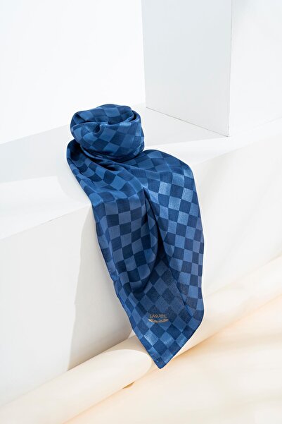 JAWEL وشاح نسائي من قماش الجاكار بنقشة الشطرنج مقاس 100x100 سم