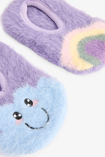 Penti Lila felhő színű, szivárványos hímzéssel díszített, csúszásmentes talpú háztartási szőnyeg lányoknak