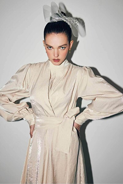 Hooopstore Φόρεμα με γυαλιστερή υφή - Μπεζ