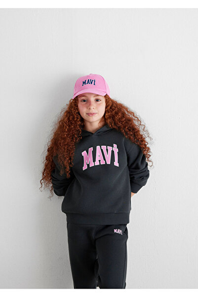 Mavi Anthrazitfarbenes Sweatshirt mit Kapuze und Logo-Aufdruck7610035-70087