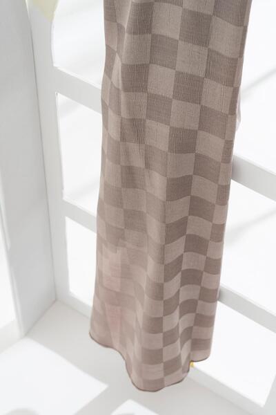 JAWEL Kadın Dama Desenli Tesettür Jakarlı Şal 185x70 Cm