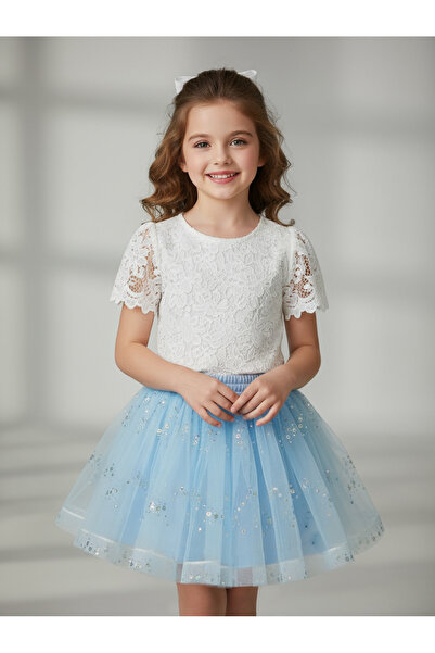 By Piera Срібний квітковий принт на тюлевій спідниці