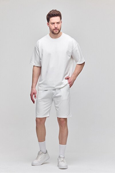 COMBİNE MİCHAİL Мъжки комплект от 2 части, свободна кройка, удобен, с десен, текстил, без повдигане, екрю