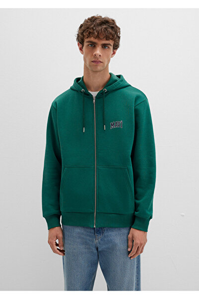 Mavi Mikina na zip s potištěným zeleným logem - 0611715 -71874