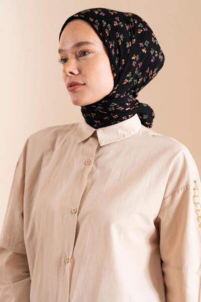 JAWEL Kadın Çiçek Desenli Kırışmaz Bürümcük Şal 190*80 Cm