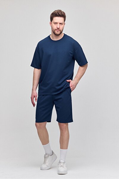 COMBİNE MİCHAİL Мъжки комплект от 2 части, свободна кройка, удобен, с десен, текст, нечервен, тъмносин