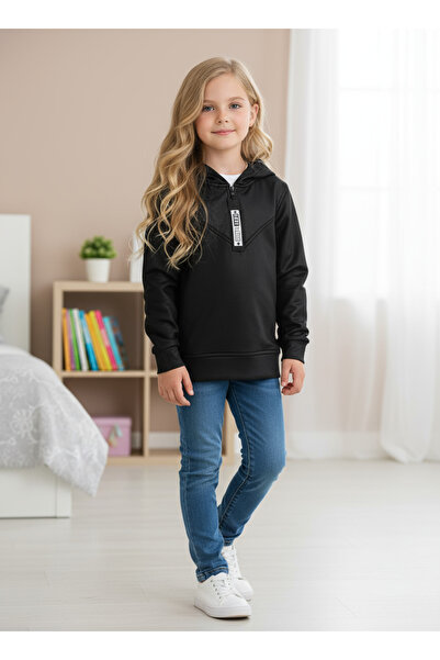 By Piera Hanorac negru pentru copii din piele cu glugă044852