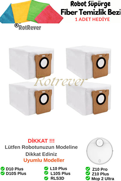 RotRever Dreame Bot D10+ Plus / D10S+ Plus Uyumlu Toz Torbası Yedek Parça Set...