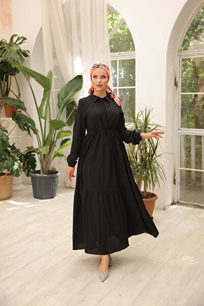 comstar Γυναικείο μακρυμάνικο μακρύ φόρεμα Hijab μαύρο