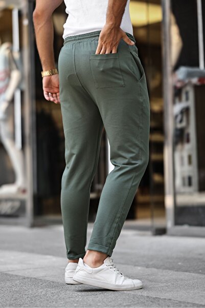 comstar Men's Double Leg Tight Khaki Sweatpants with Elastic Waist