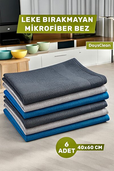 DaysClean 6'lı Premium Mikrofiber Sihirli Cam Bezi | Mutfak Cam Araba Temizli...
