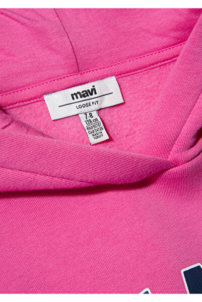 Mavi Růžová mikina s kapucí s potiskem loga 7610035-70982