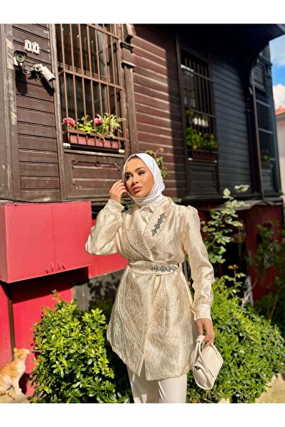 comstar Jewelled Jacquard Jacket with Waist Belt