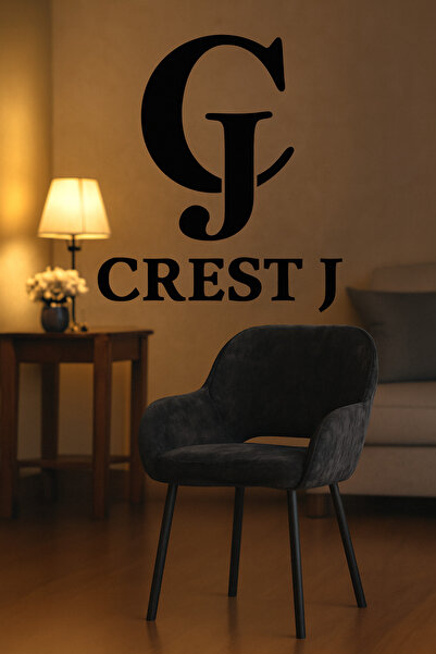 Crestj كرسي طعام مخملي بأرجل معدنية وظهر دائري مريح باللون الرمادي الداكن