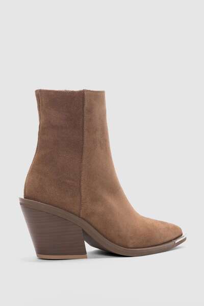 selinshoes Velisse Натуральна шкіра З боковим застібкою-блискавкою Жіночі черевики з гострим носком - TABA SÜET