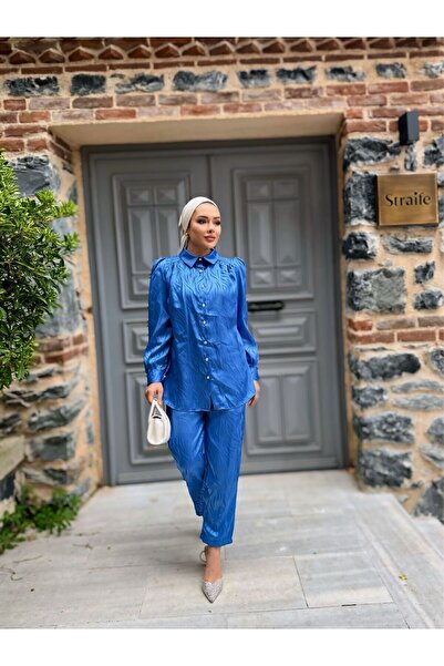 comstar Жіночий сорочковий комплект з широкими штанами, синій