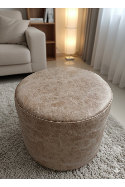 Perlasee Modern Lüks Yuvarlak Puf Tabure | Salon Oturma Odası Dekoratif Ayak ...