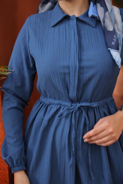 comstar Жіноча довга сукня з довгими рукавами та збірками, темно-синя