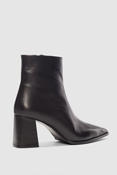 selinshoes Elour Hakiki Deri Yandan Fermuarlı Sivri Burun Kadın Bot- ACI KAHVE