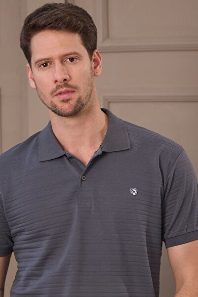 COMBİNE MİCHAİL Men's Smoked 100% Cotton Report Polo Neck T-Shirt