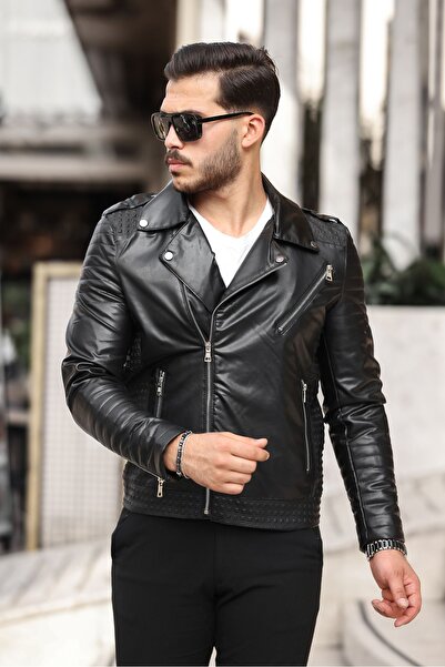 comstar Diagonal Zipper Men's Leather Jacket