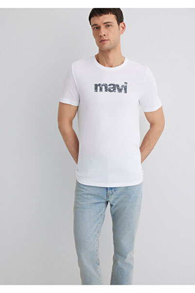 Mavi Weißes T-Shirt mit Logo-Print, Slim Fit / Slim Fit 0611039-620