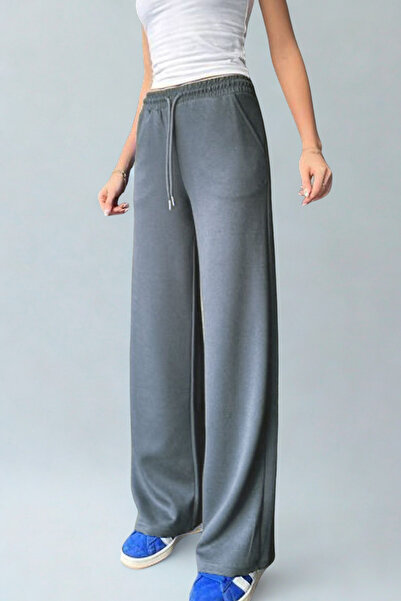 COMBİNE MİCHAİL Women's High Waist Winter 2 Thread Wide Leg Sweatpants