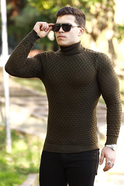 WOWA COMPANY Men's Khaki Turtleneck Knitwear