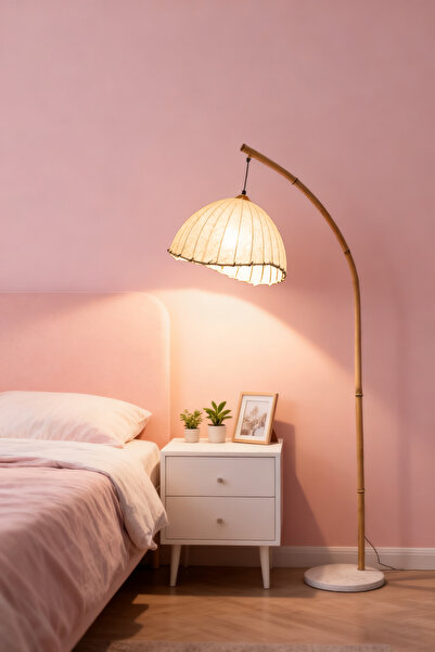 Generic DIDA Retro Bamboo Floor Lamp Arc Floor Lamps for Living Room