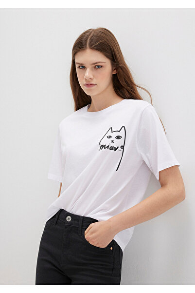 Mavi Μπλουζάκι Κωνσταντινούπολης με στάμπα Cat κανονική εφαρμογή / κανονική κοπή 1610225-620