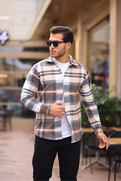 comstar Мъжка карирана квадратна зимна риза с дълъг ръкав, кафява, Lumberjack