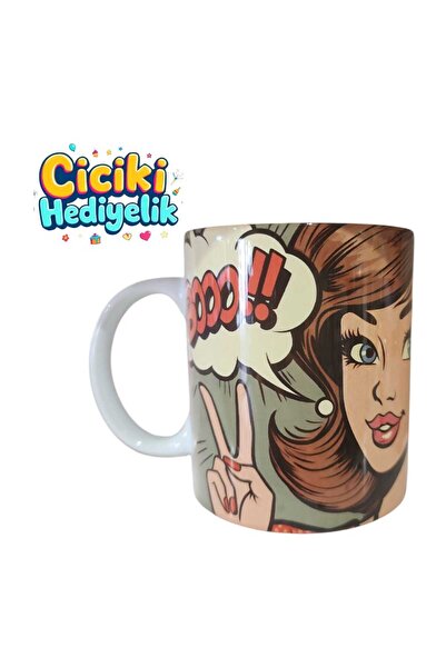 ciciki hediyelik Pop Art Patterned 3D Effect Gift Mug