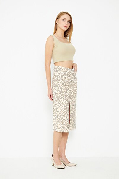 comstar Τζιν φούστα με σχίσιμο λεοπάρ