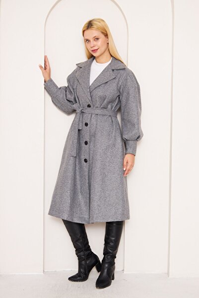 comstar Жіночий пальто з рукавами-балонками, з манжетами та візерунком