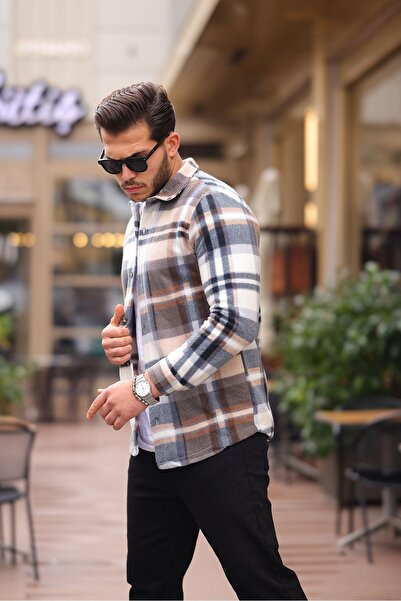 comstar Мъжка карирана квадратна зимна риза с дълъг ръкав, кафява, Lumberjack