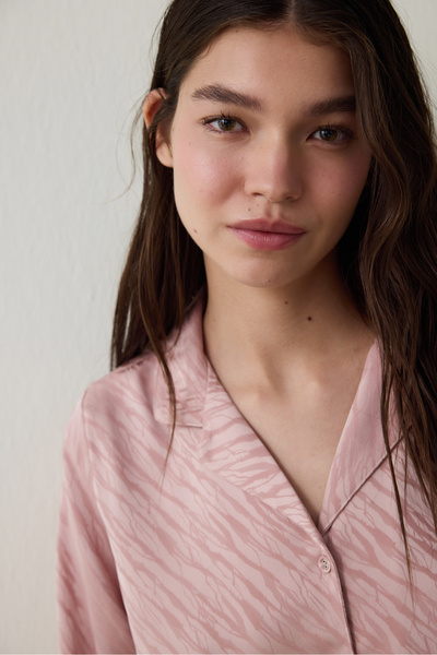 Penti Dusty Rose Emma inggalléros hosszú ujjú szatén pizsama szett