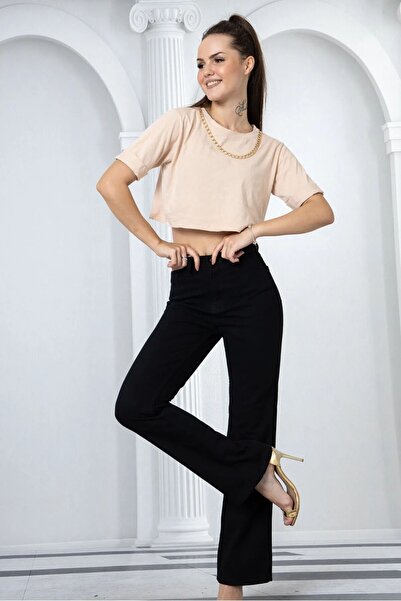 comstar Жіночі чорні штани з високою талією та широкими штанинами