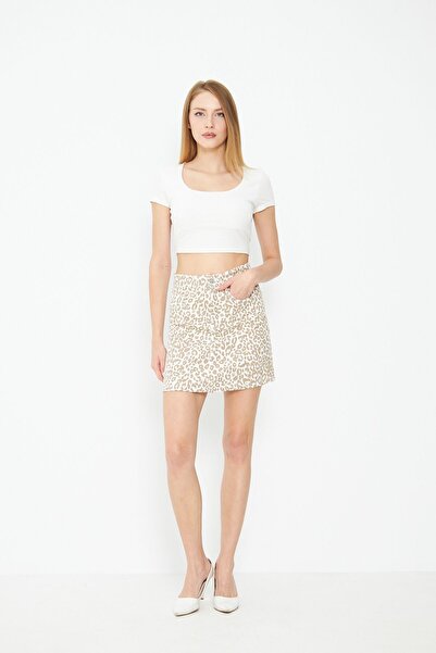 comstar Γυναικεία Μίνι Τζιν φούστα με Leopard σχέδιο
