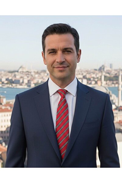 1001 Kravat Navy Blue White Striped 8 cm Wide Red Tie