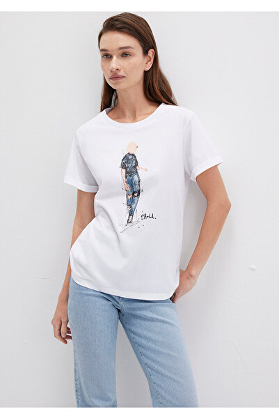 Mavi Τζιν Κορίτσι με στάμπα λευκό Istanbul T-shirt κανονική εφαρμογή / κανονική κοπή 1610222-620