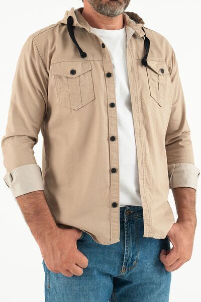 comstar Чоловіча облягаюча базова сорочка з капюшоном кремового кольору