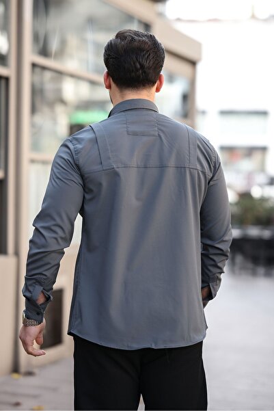 comstar Ανδρικό πουκάμισο Anthracite με κρυφή τσέπη με αλεξίπτωτο εποχιακής τάσης