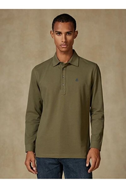 Abbate Ανδρικό μπλουζάκι πόλο από βαμβακερό Comfort Fit Khaki με λαιμόκοψη Castle Pike