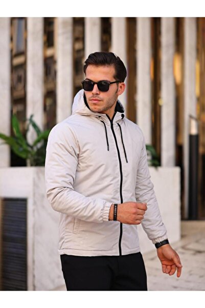 comstar Чоловічий куртка з підкладкою з хутра, водонепроникна, в смужку, з капюшоном і кишенями